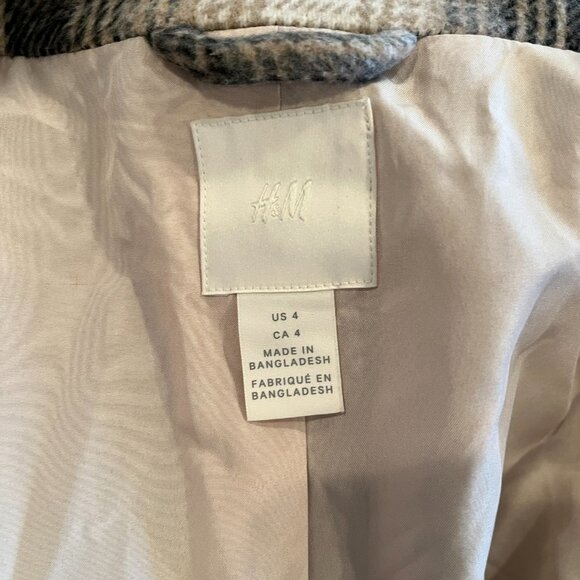 H&M Plaid Structured Blazer Like Coat - Picture 3 of 5